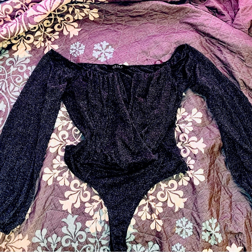 Akira Glittery Off Shoulder Bodysuit